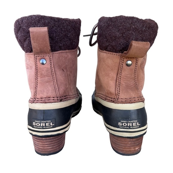 Sorel Slimpack Lace Leather Winter Snow Boot Waterproof Size 6 Tan Black - Picture 5 of 16